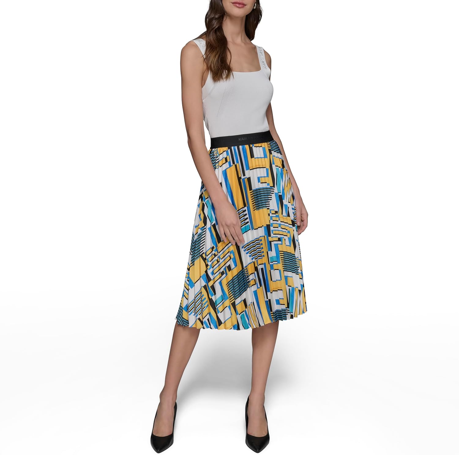 Karl Lagerfeld Womens Pleated Essential Printed Skirt - Image 2