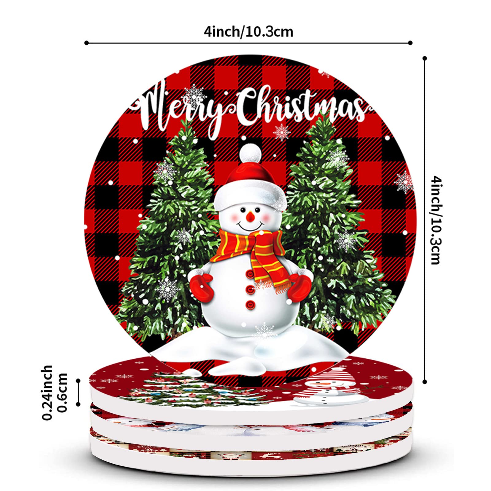 Set di 6 sottobicchieri rotondi in ceramica con cupcake natalizi per