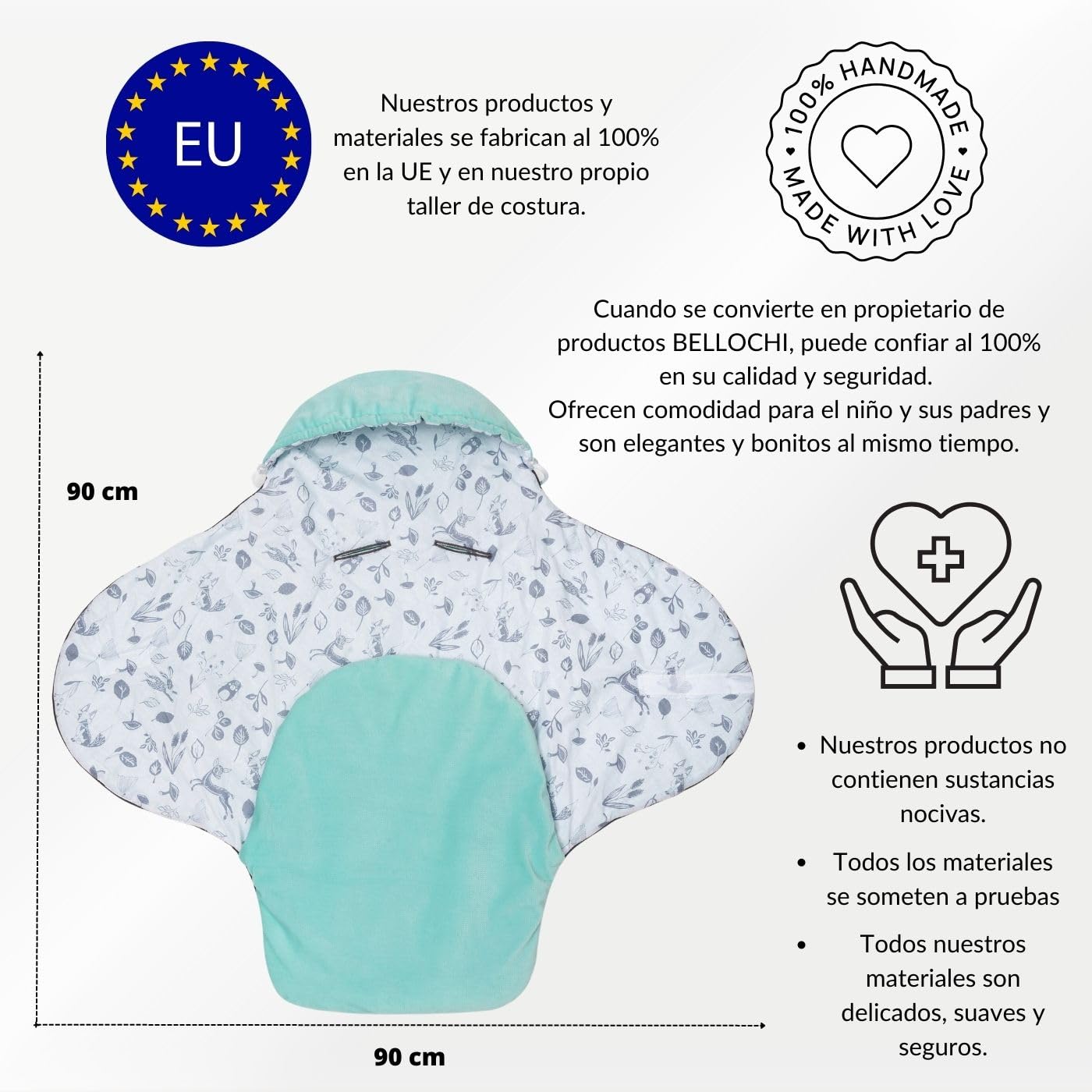 Bellochi Saco Capazo Bebe Universal Invierno - Acogedor Manta para Cochecitos de Bebé Sillas de Paseo o Sillas de Coche (p.ej. Maxi-Cosi y Römer) - Oeko-Tex - Secret Forest