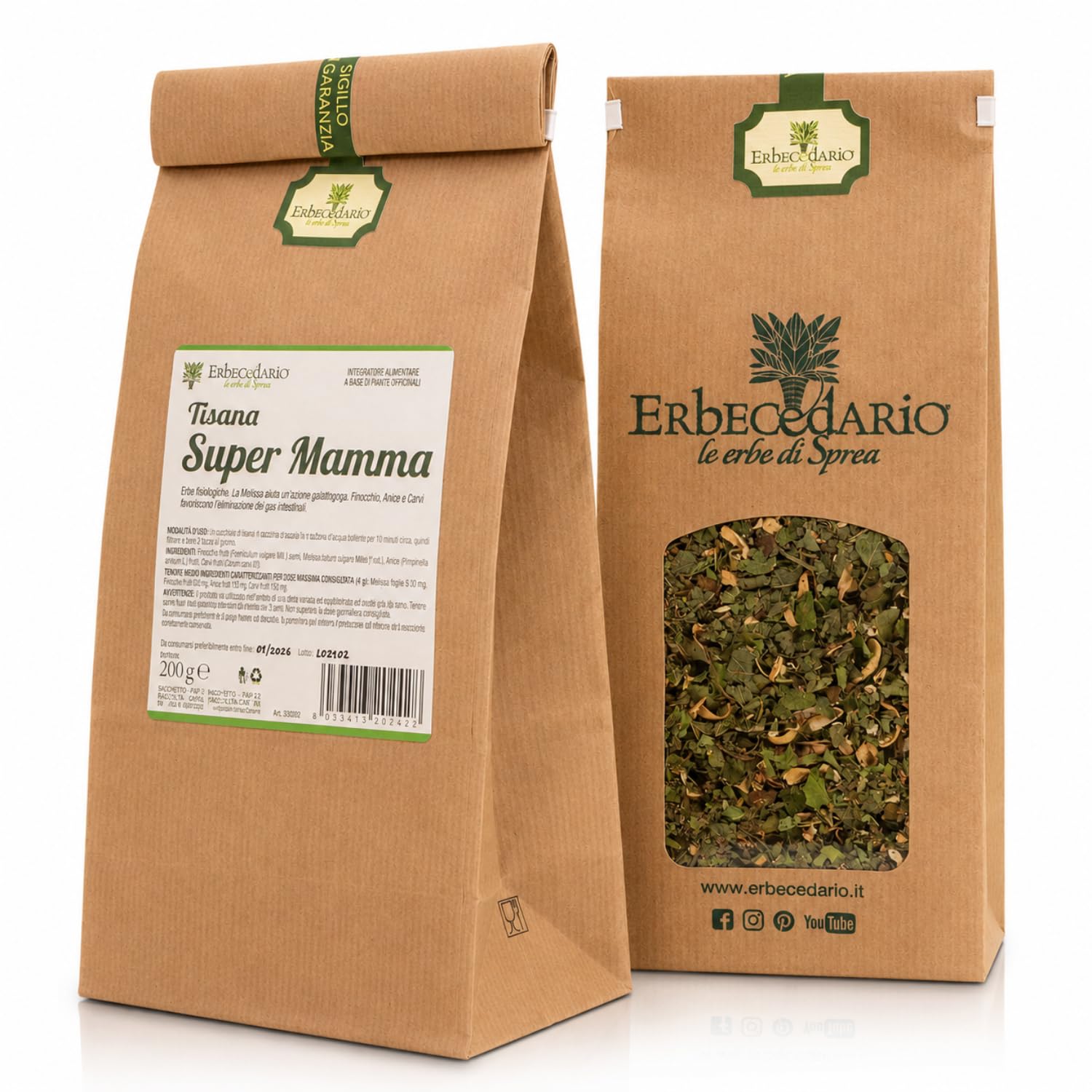 Tisana super Mamma con galega e finocchio 200g, allevia coliche e gonfiore | Tisana allattamento naturale favorisce la produzione di latte materno, idea regalo mamma - Made in Italy
