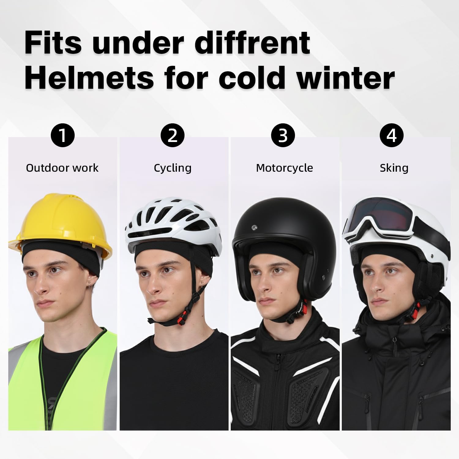 2 Pack Winter Warm Skull Cap for Men,Women Thermal Beanie Running Beanie Cycling Hat Helmet Liner - Image 2