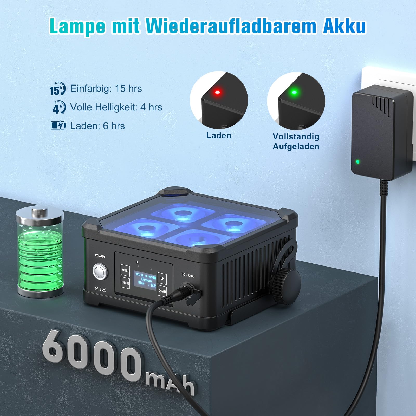 U`King 4PCS 4x10W Impermeabile Par LED Batteria, RGBWA UV IP65 Luce da Palco Esterno con Telecomando, Supporta APP, IR, Wireless 2,4 GHz per Giorni di Pioggia Piscina Matrimonio Spettacolo Discoteca