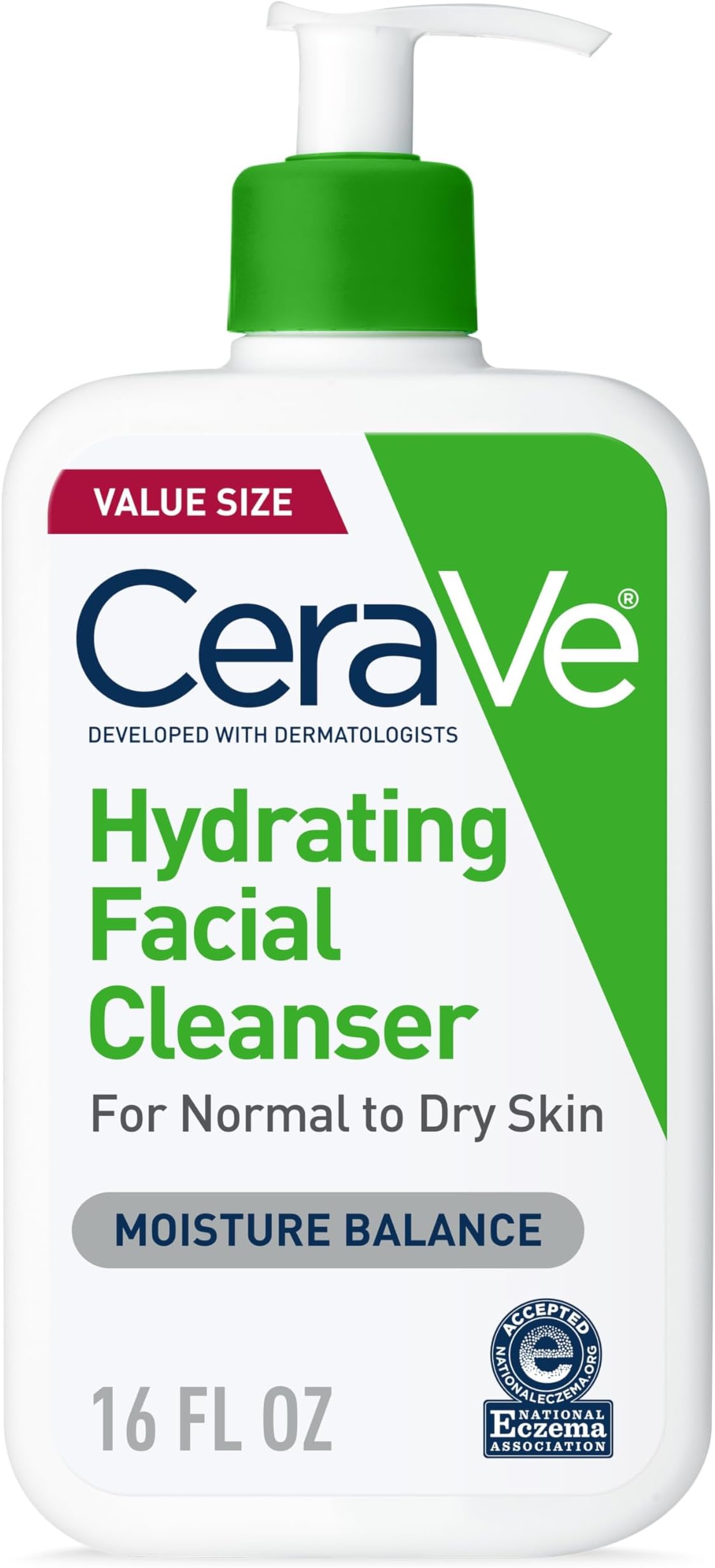 Hydrating Facial Cleanser 16 oz for Daily Face Washing, Dry to Normal Skin