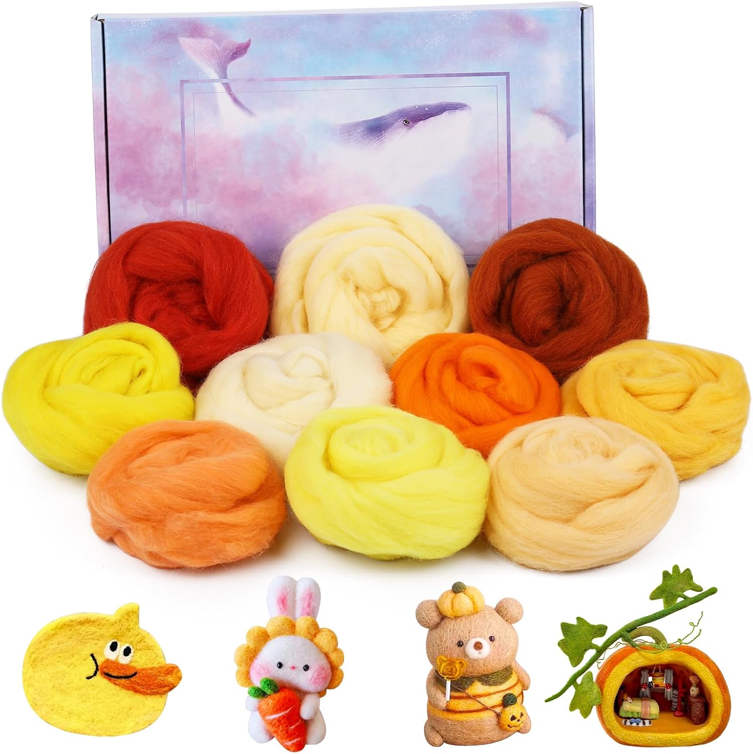 10 Colors Needle Felting Wool, 150g Roving Wool, Felting