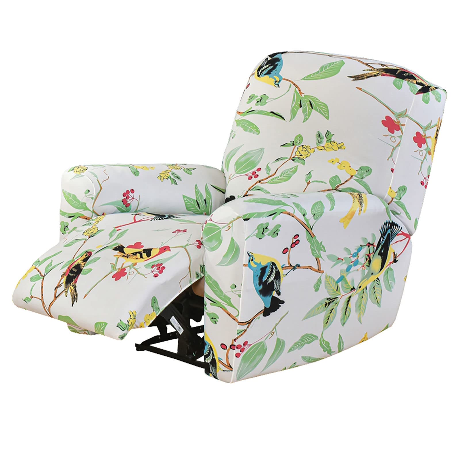 JHLD 1/2/3 Seater Stretch Recliner Cover, Printed Recliner Chair Cover With Side Pocket Machine Washable Recliner Slipcovers Recliner Protector For Living Room-C-1 seater