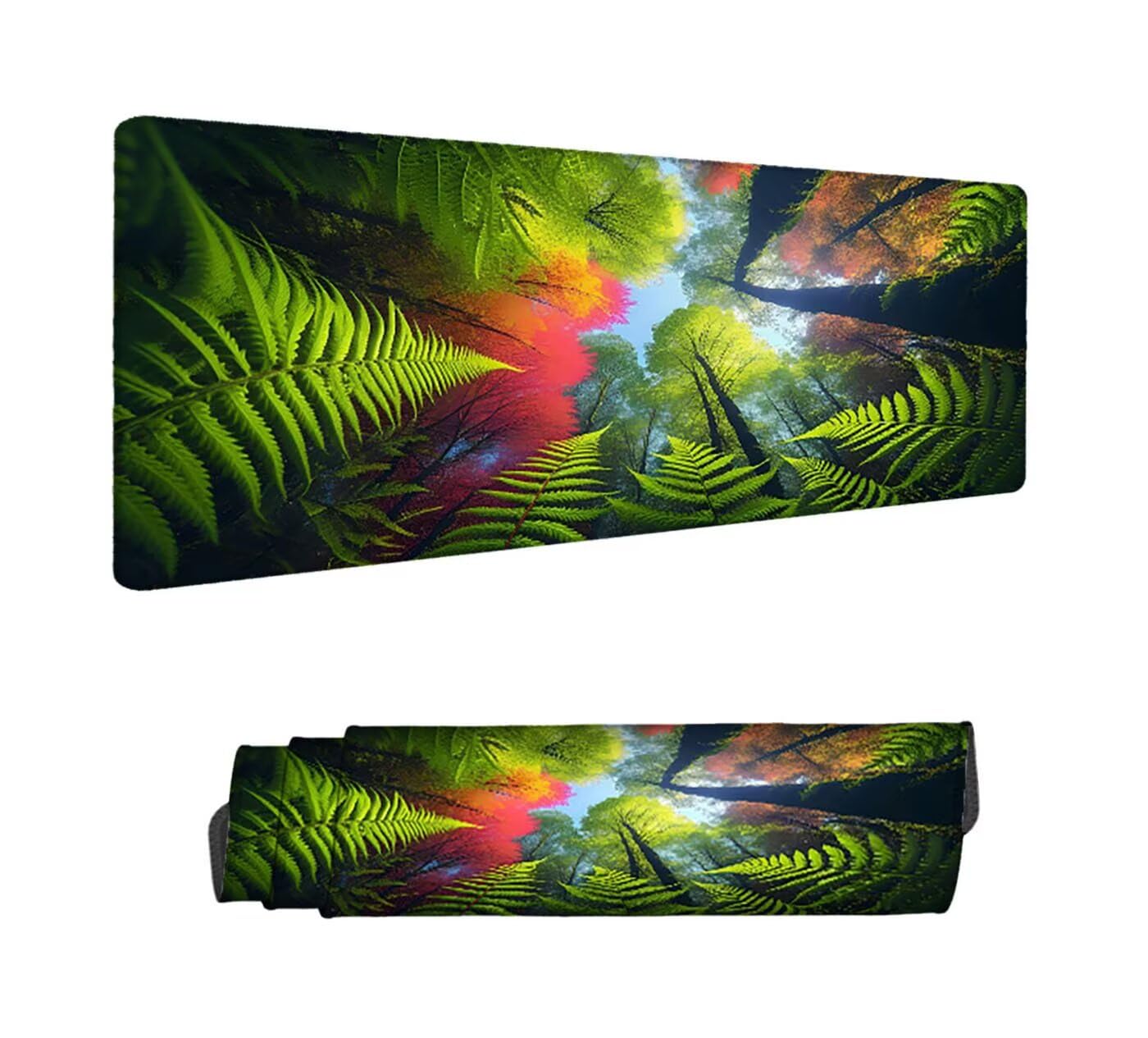 Podkładka pod mysz do gier XXL 1000 x 500 x 3 mm, zielona duża podkładka pod mysz do gier XXL z wodoodporną i antypoślizgową gumą, podkładka pod mysz do lasu, ręczna podkładka pod mysz do biura, do