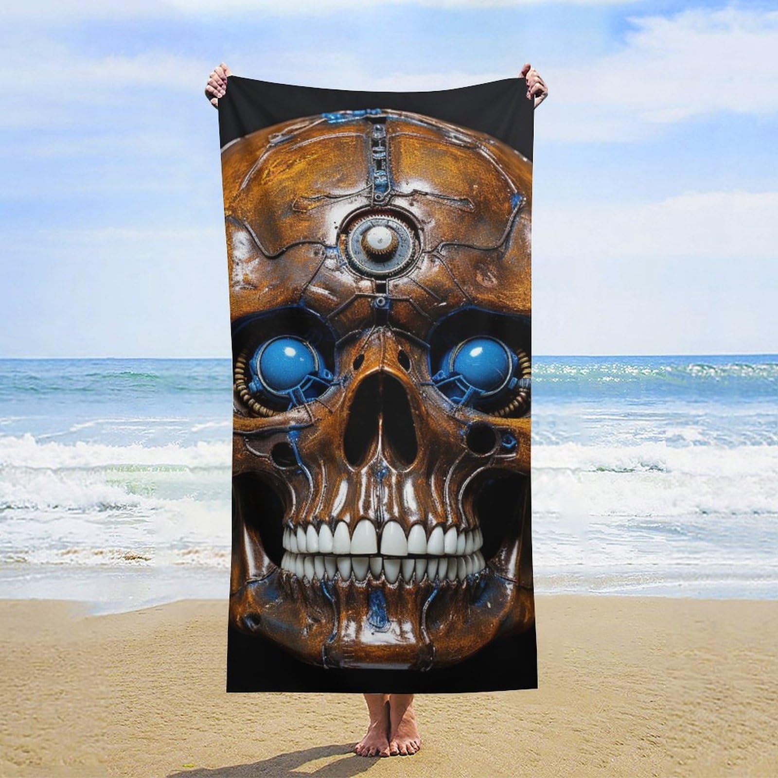 NTVOWPZO Eyes Skull Beach Towel Oversized Microfiber Bath Towels Lightweight Sand Proof Beach Towels Absorbent Pool Towels for Swimming Yoga Bathroom Towel 31.5" X 63"