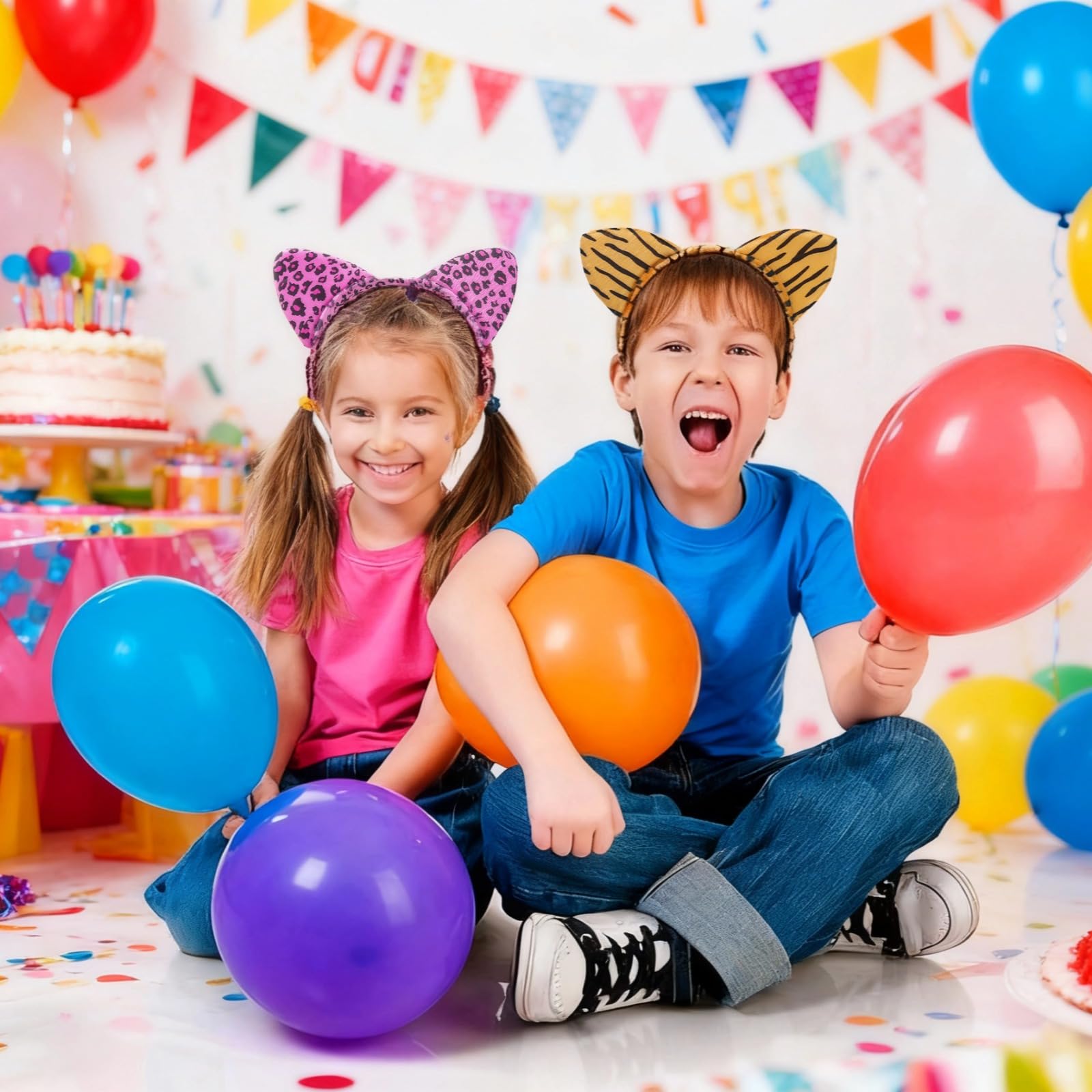 18 diademas de animales para jóvenes y adultos, orejas de animales de tela surtidas, para fiestas temáticas, festivales, recuerdos de cumpleaños, guepardo, tigre, cebra, ideal para juegos en grupo