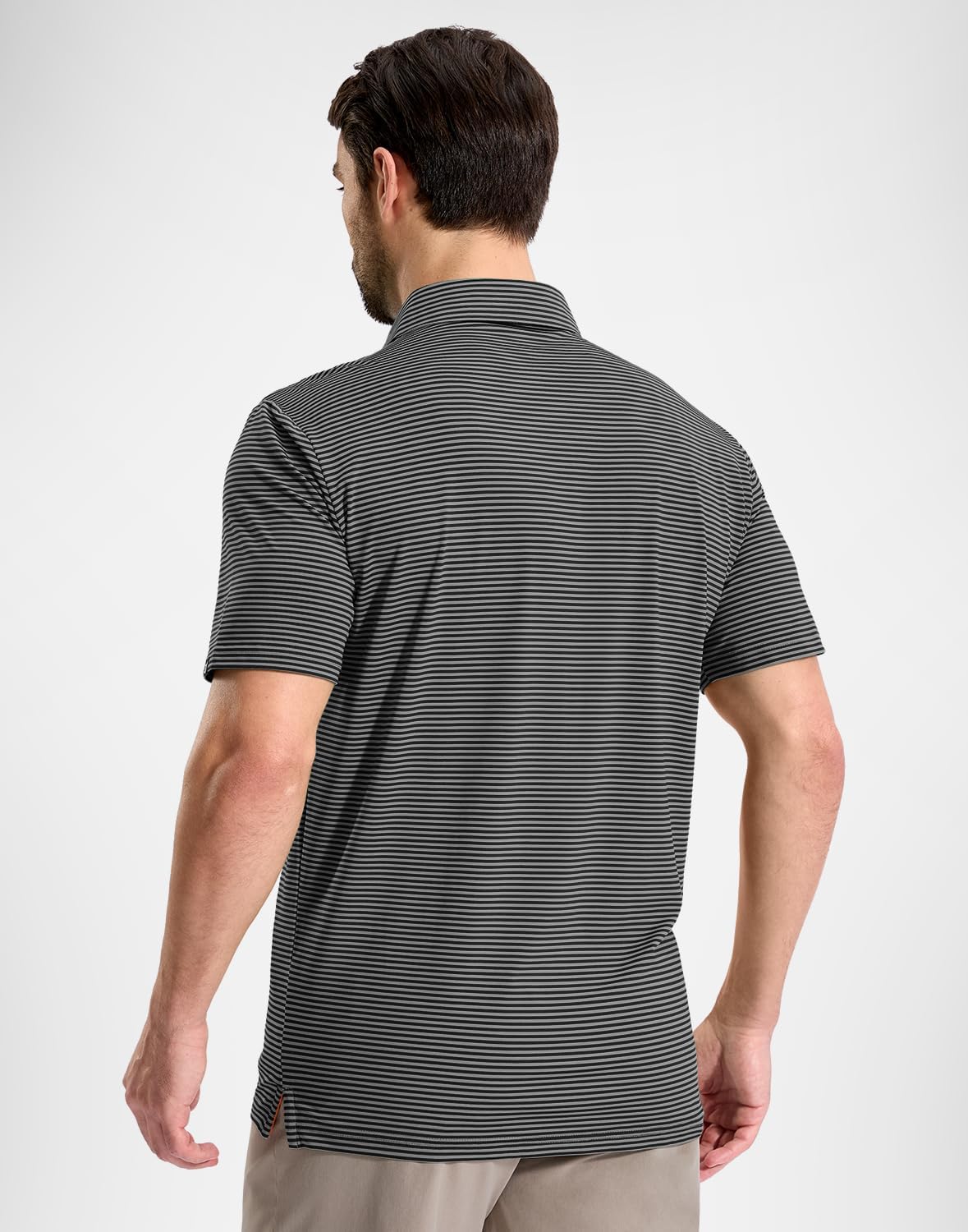 G Gradual Mens Golf Shirt Dry Fit Moisture Wicking Performance Short Sleeve Striped Polo Shirts for Men Dressy Casual