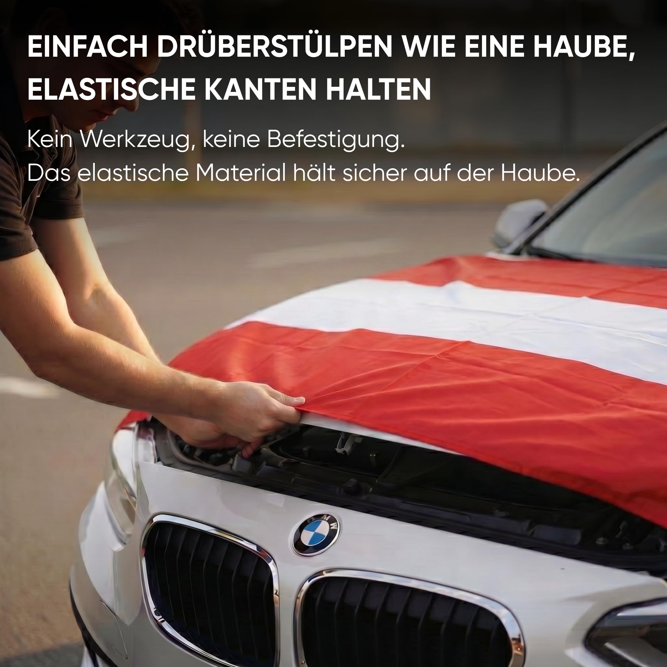 Sonia Originelli Fanset Fanartikel für das Auto Motorhaubenfahne Fensterfahnen Spiegelüberzieher Magentflaggen Farbe: Österreich XL