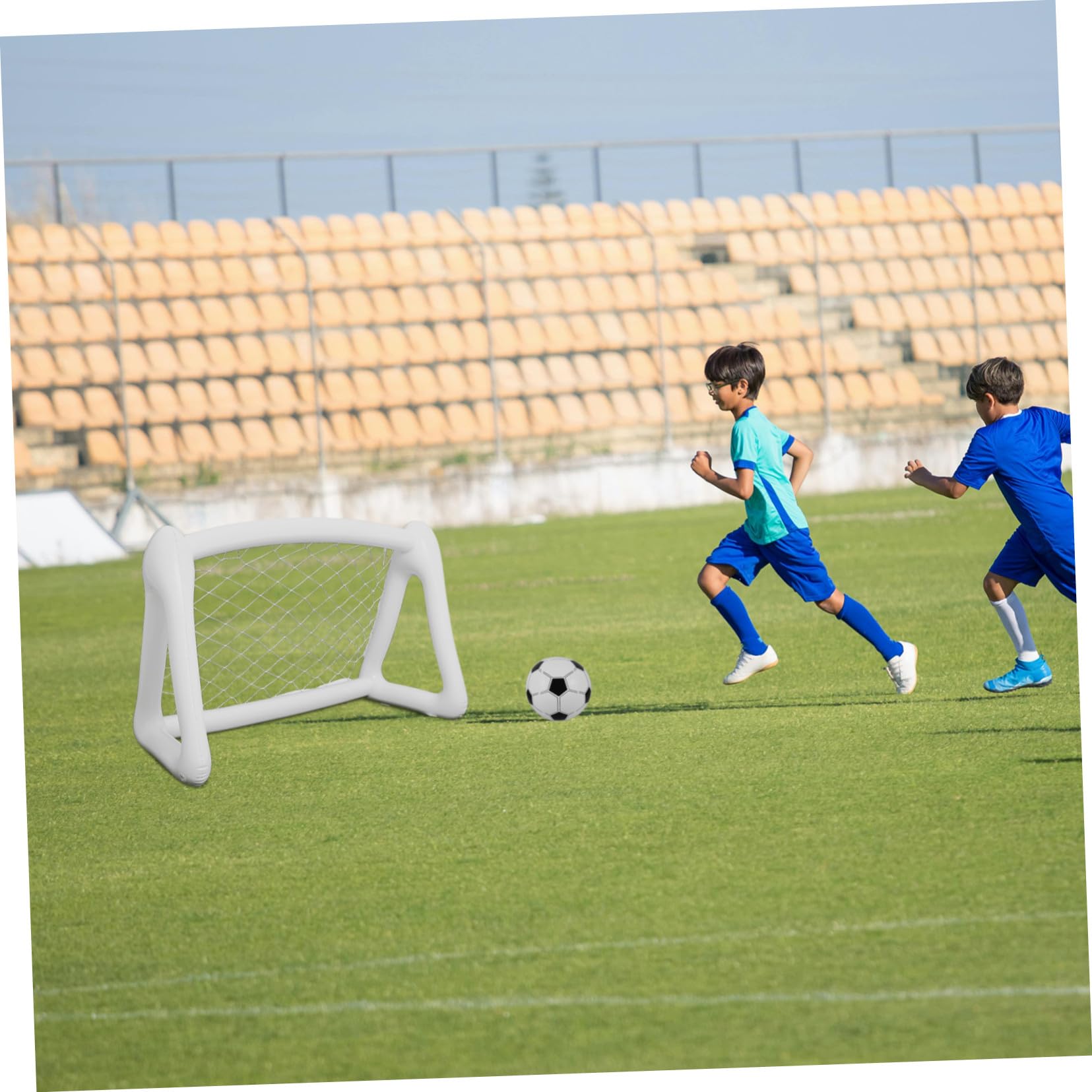 WOONEKY Portería de Fútbol Inflable Plegable para Portátil sin Herramientas para Entrenamiento Aire Jardín