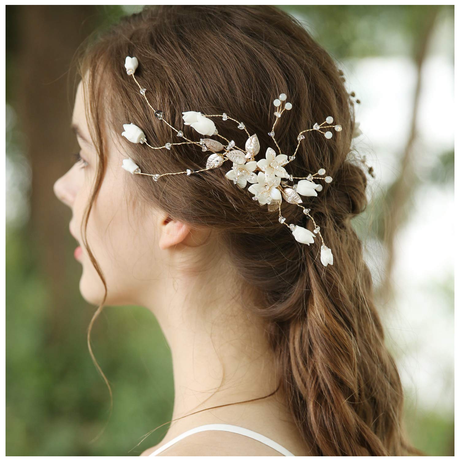 Accesorio de clip de pelo plata flor de cerámica antideslizante 6