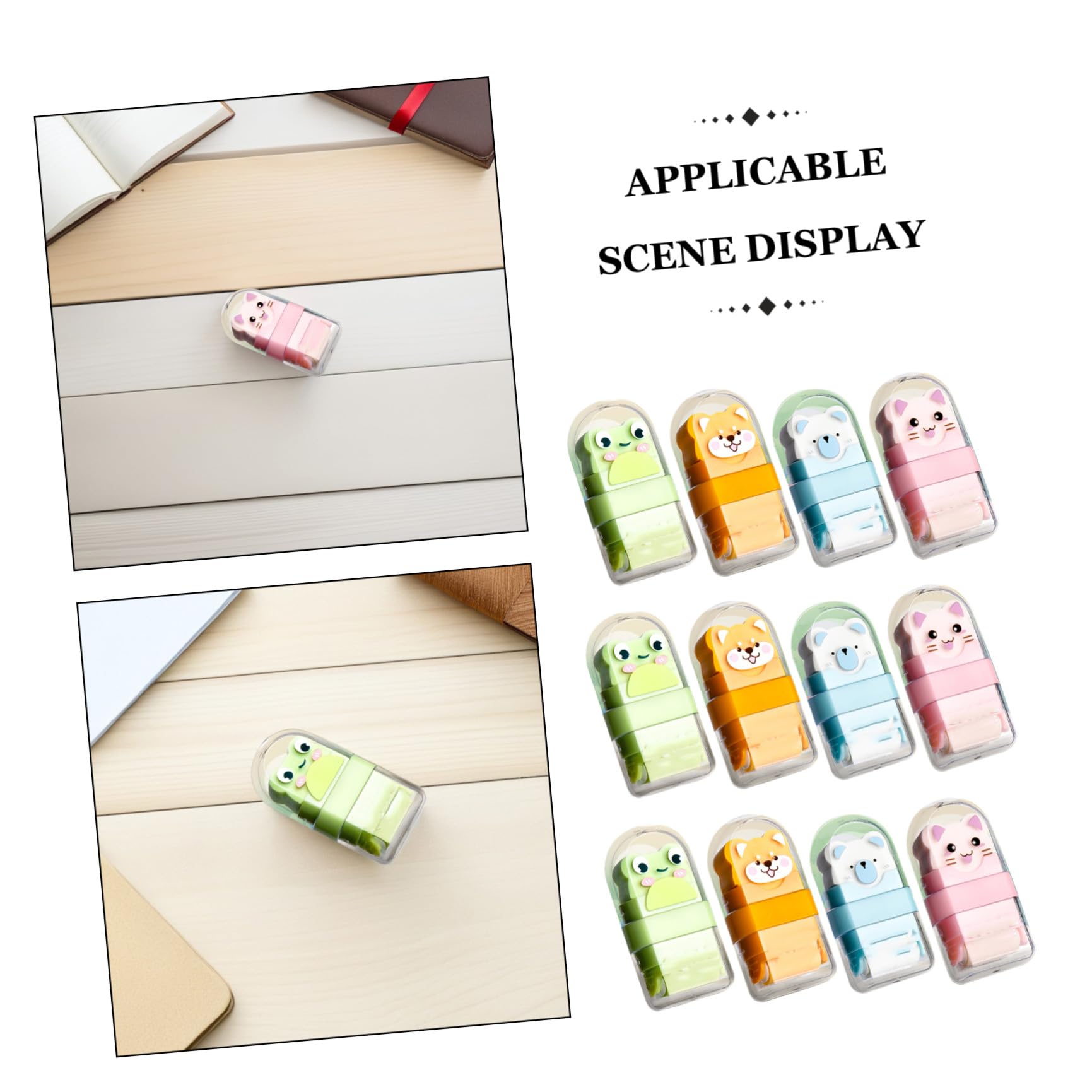 Holibanna 24 Pezzi Gomme da Cancellare a Rullo con Design Animale Cartoon Carino, Ergonomiche in Pvc per Studenti e Uso Scolastico, Perfette per Cancellare Segni di Matita