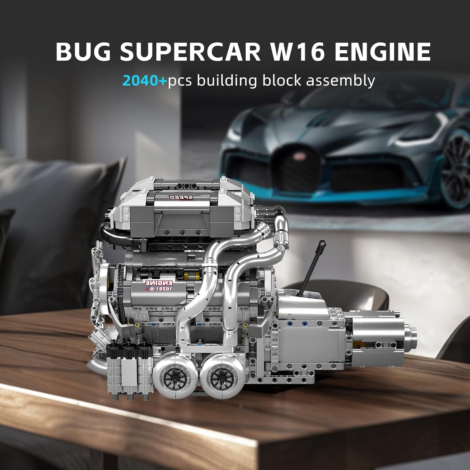 Mould King 10201 Tecnología W16 Motor Bloques de Construcción, Moc W16 Modelo de Motor Juguetes para Exhibir, Proyecto de Construcción de Motor de Coche Stem para Adultos (2024 PCS)