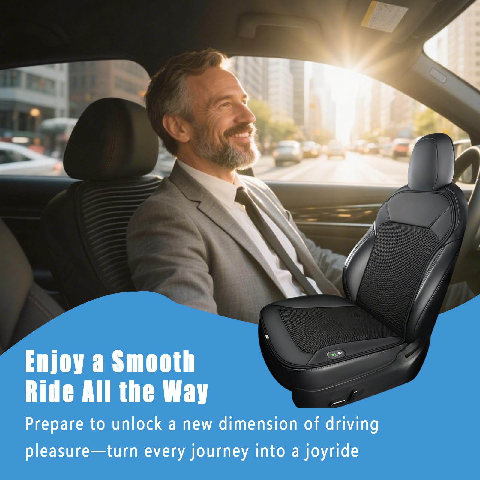 Coprisedile rinfrescante Estivo per Sedile Anteriore Auto, Cuscino rinfrescante 3 in 1 con Massaggio e Temperatura per conducenti e Ufficio,E