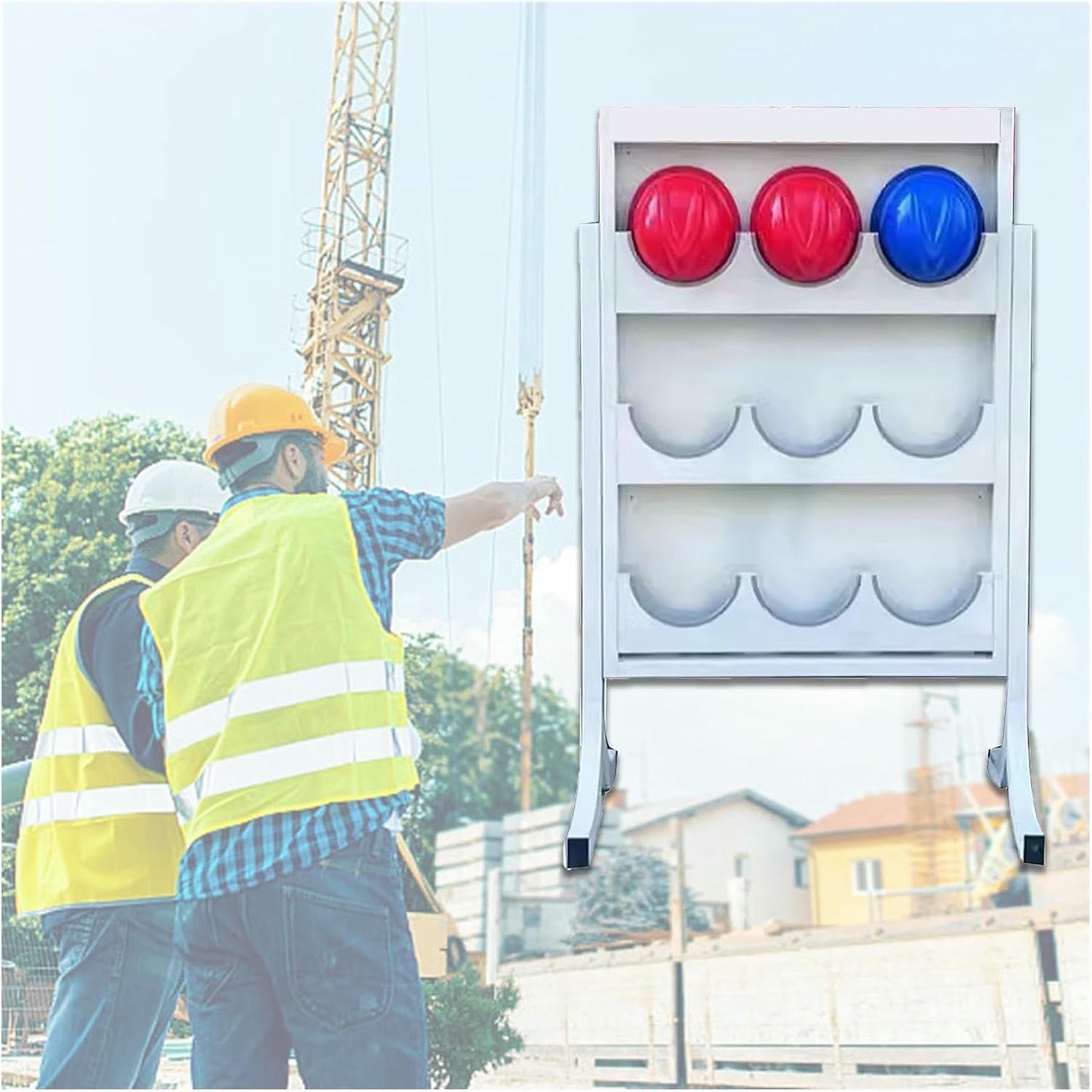 Organizador de Cascos Independiente, para Taller/fábrica/Oficina de Obra, Estante para Cascos con Tira de Goma Suave, Soporte de Acero Resistente para exhibir Cascos de Seguridad