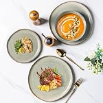 AmorArc Ensembles de repas en céramique, Ensembles en grès et bols faits main,Lavage-vaisselle & Ensemble de vaisselle micro-ondes, Service pour 4 (12pc)
