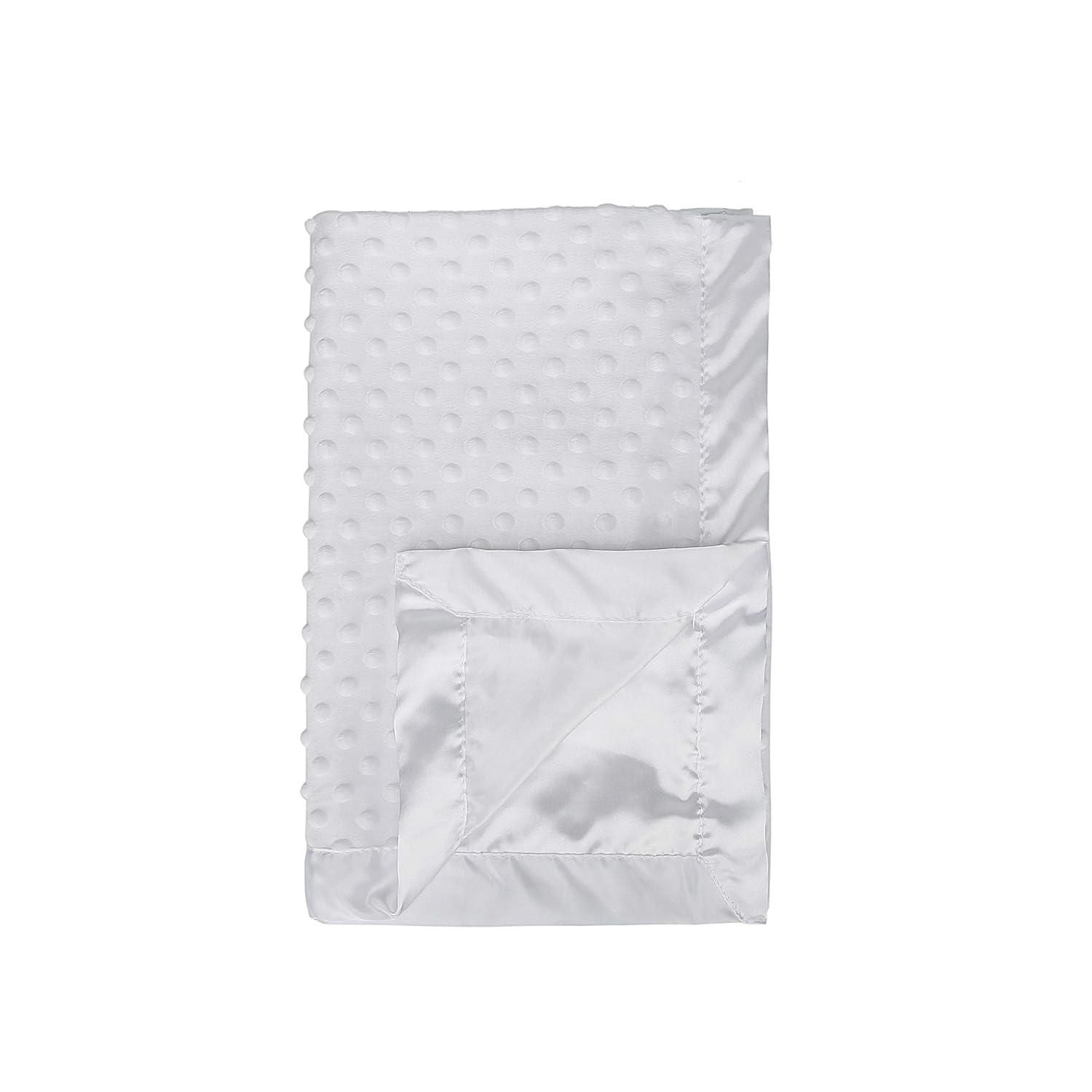 pro goleem baby soft minky dot blanket with silky satin backing baby gifts for boys and girls (white, 30’’ x 40’’)