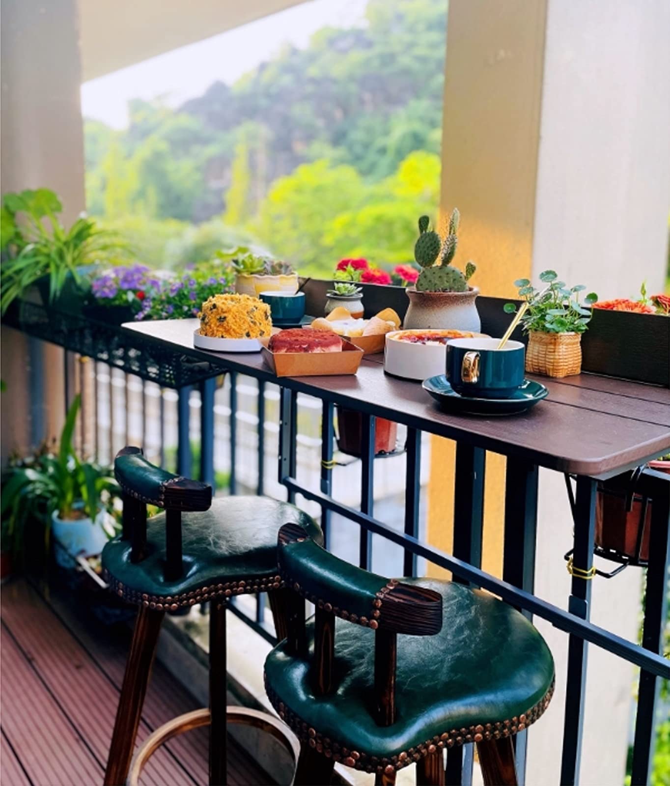 Table pliante suspendue de jardin - Étagère de salle à manger 60x37cm
