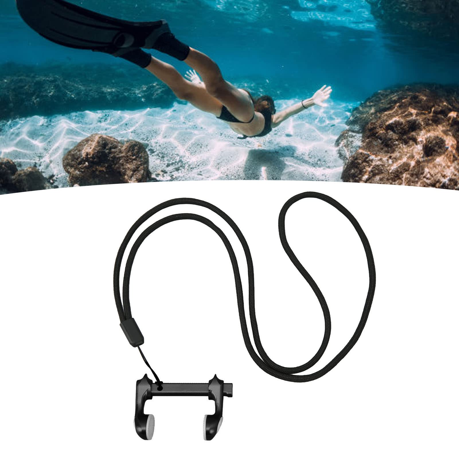 Focket Clip de Nariz de Natación, Tapones de Nariz de Buceo Profesionales Ajustables de Aleación de Aluminio con Cuerda Antipérdida