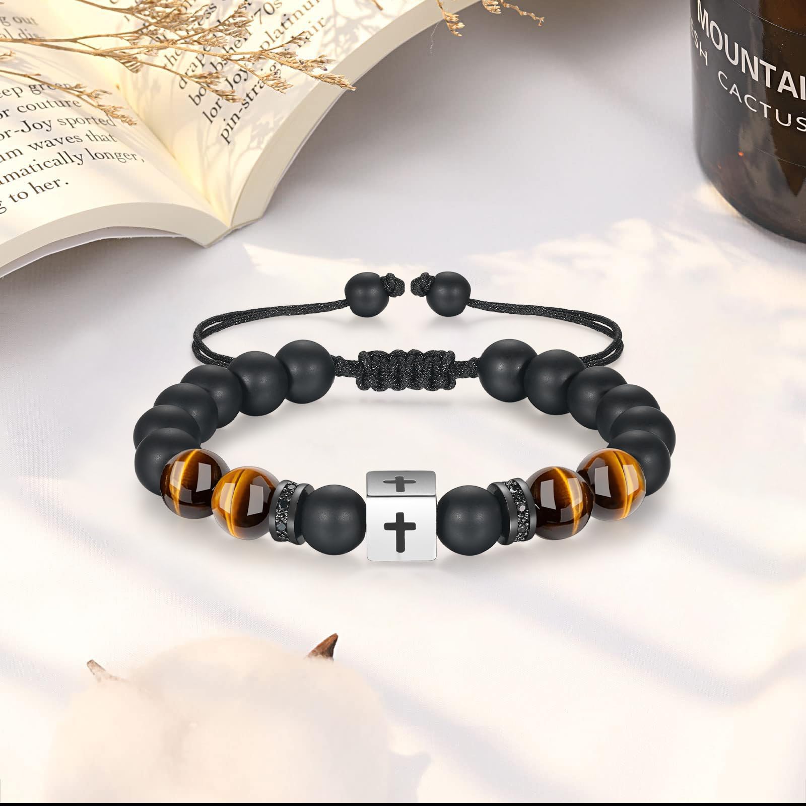 Cadeau de première communion, de confirmation pour garçons, bracelets en croix, cadeaux chrétiens pour homme, Saint-Valentin, Pâques, Noël, anniversaire, pour fils, petit-fils, filleul