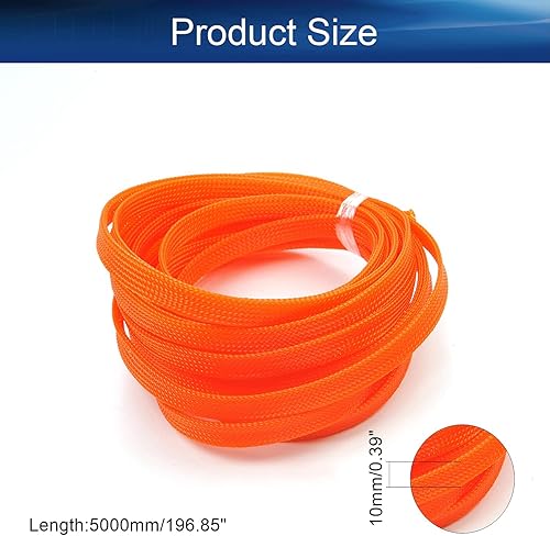 Miniatura 2 de Bettomshin 1 funda de organización de cables de 16.4 pies (16.4 ft), protector de cable naranja PET de 38 pulgadas de ancho, tubo de telar de