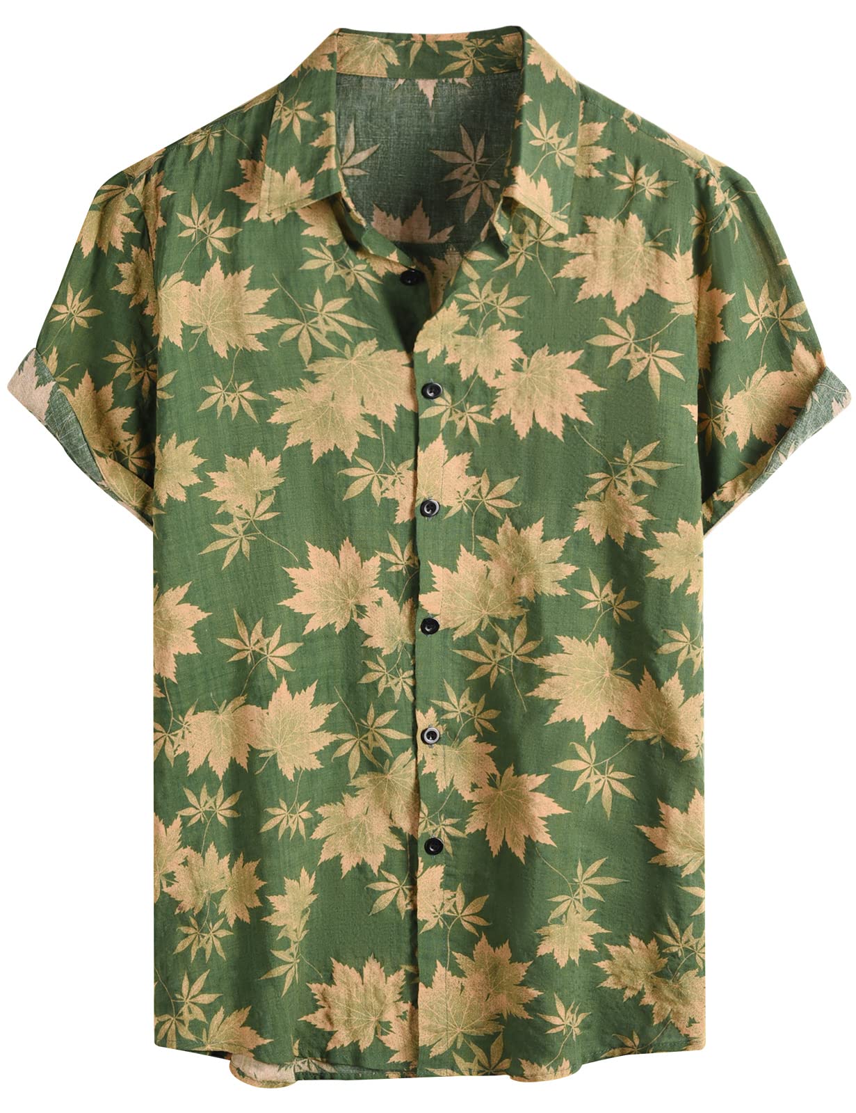 Voqeen Camisas Hawaianas para Hombre, Camisa de Algodón de Manga Corta con Botón Camisetas Informales de Verano con Flores Florales de Aloha para Vacaciones en La Playa Corte Regular
