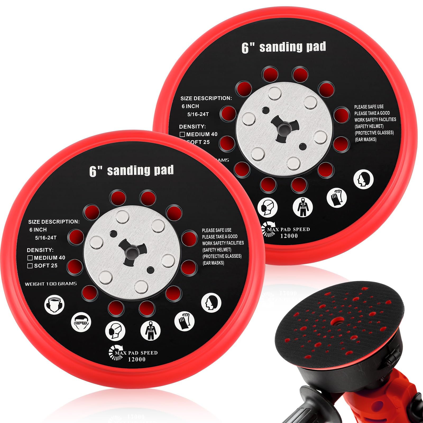 Dimsile 2 Set 6 Inch Replacement Sander Pad Compatible with Bosch Get75-6n Sander - 6 Hook and Loop Sanding Pad Multi-Hole Grinding Plate Replace