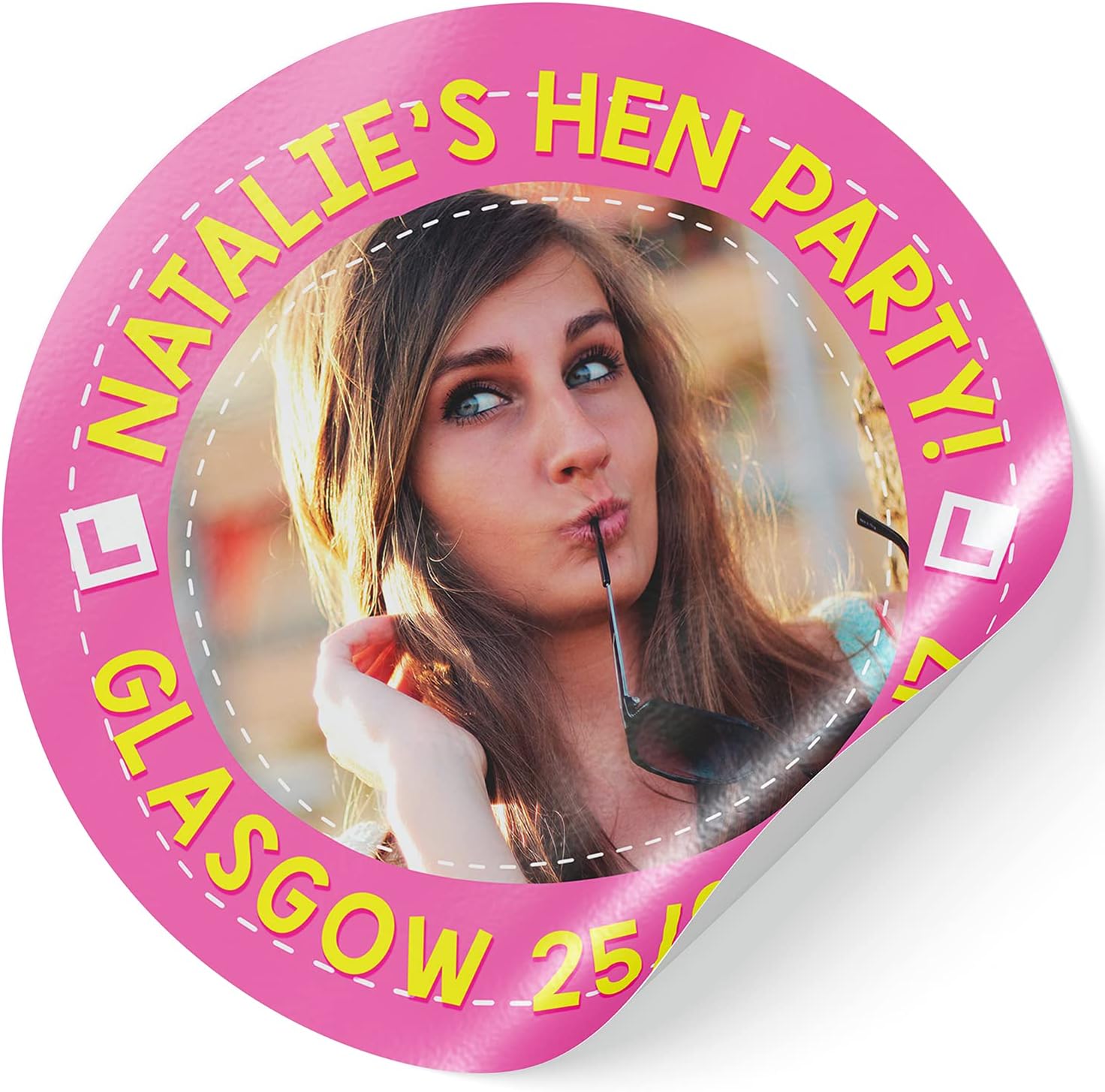 24 Personalised Stickers Hen Party Do Own Image Pink Learner Custom