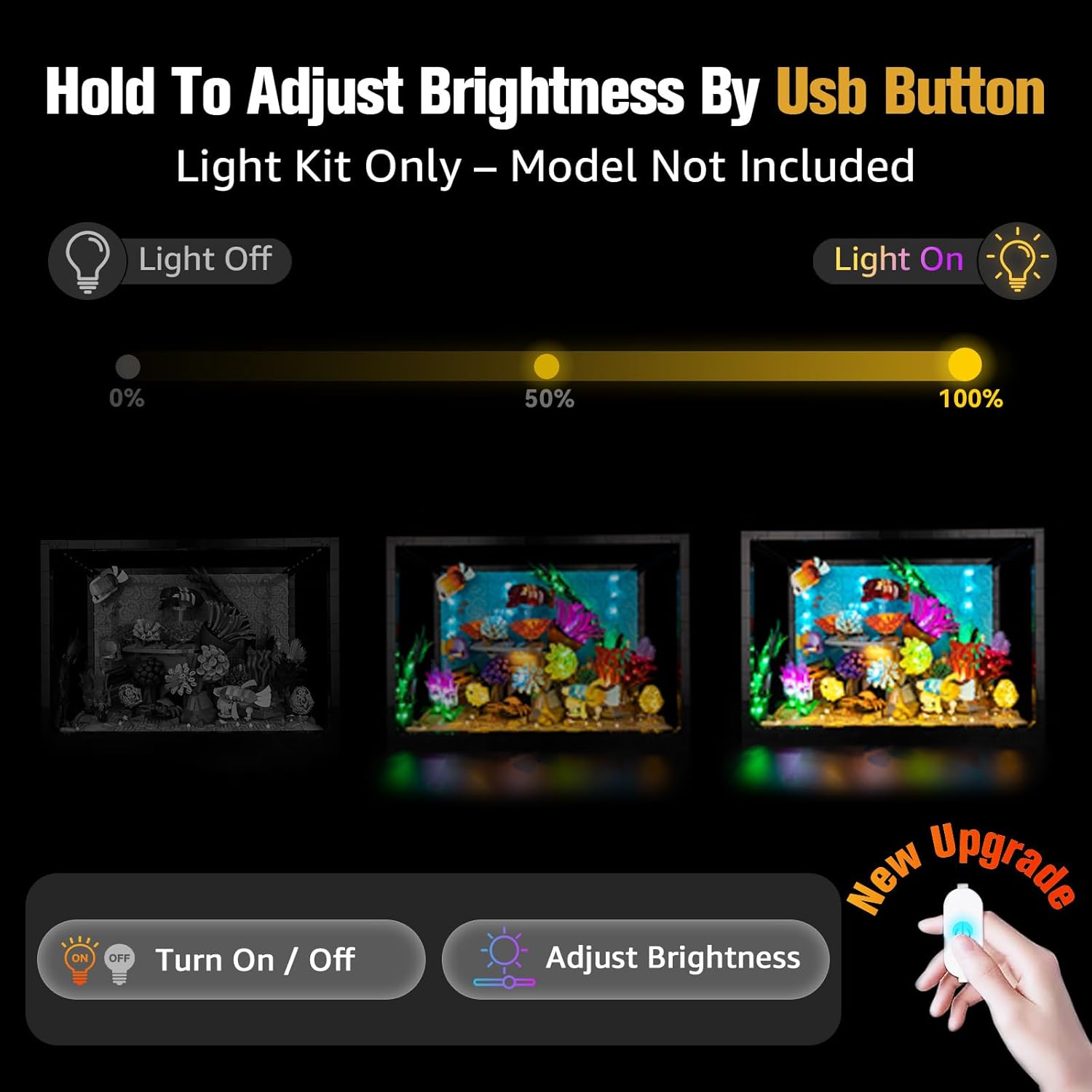 BrickSoul Light Kit Compatible with Lego Tropical Aquarium 10366 Building Blocks | Upgraded Touch Control & Dimming & Hidden Cable Tech (10366 Set NOT Included)