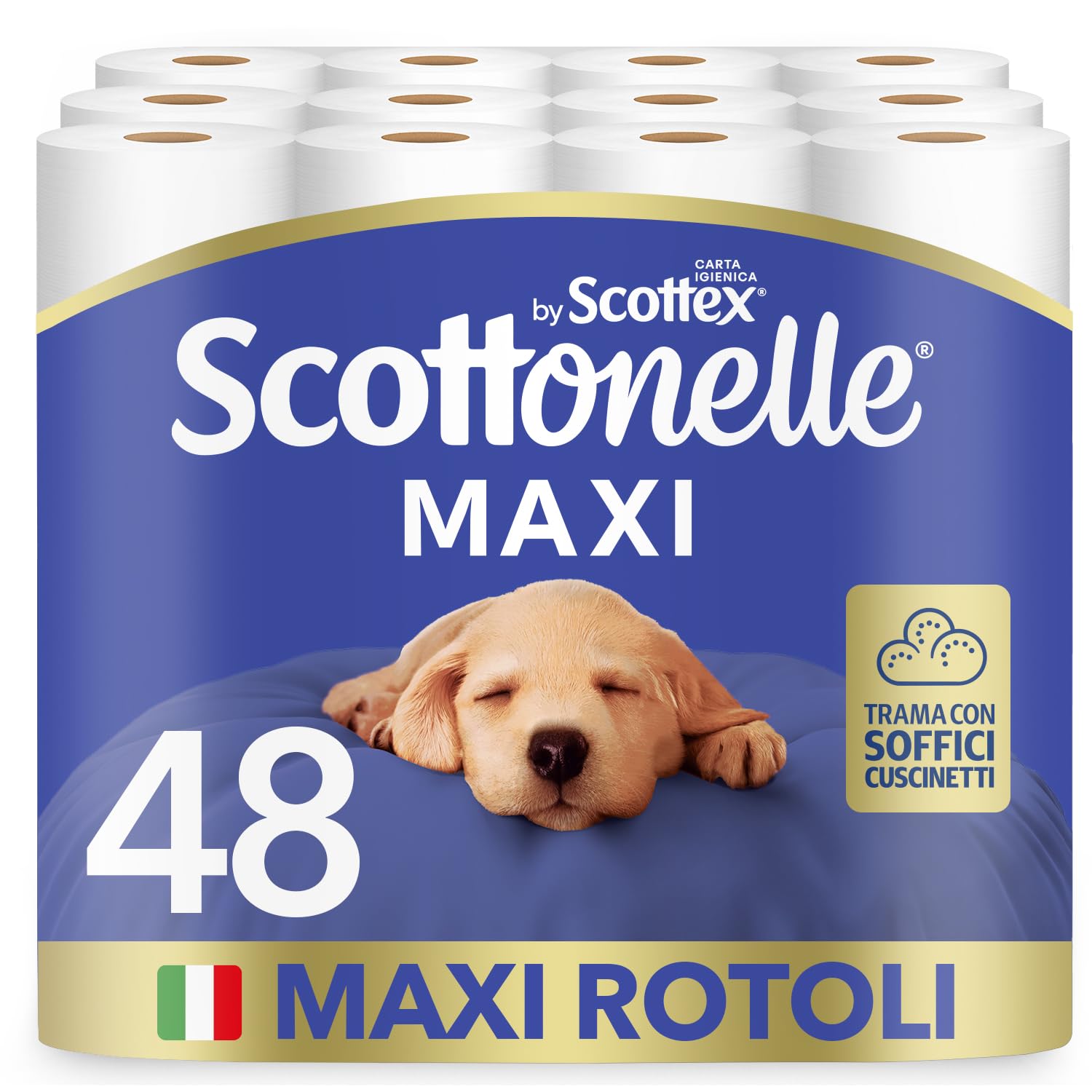 Scottonelle Carta Igienica, Morbida e Resistente, Dermatologicamente testata, 48 Rotoli Maxi