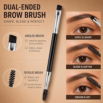 Microblading Eyebrow Pencil Kit, 4-Fork Tip Waterproof Brow Pen with Clear Brow Gel, Liquid Eyeliner, Dual-Ended Angled Brush & Spoolie for Fuller Natural-Looking Brows | 4-in-1 brow kit, long-lasting,smudge-proof,waterproof eyebrow pen,brow gel,eye liner,brow brush,creates natural full brows