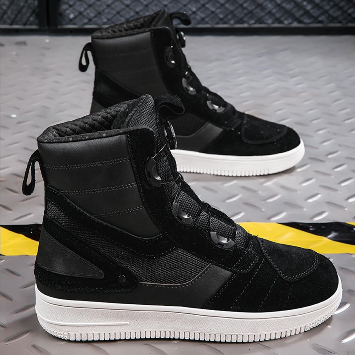 SDEQA Scarpe Moto Uomo Pulsante Rotante Stivali Racing Motocross Impermabile Scarpe da Equitazione Stradale con Supporto alla Caviglia per Pista e Strada
