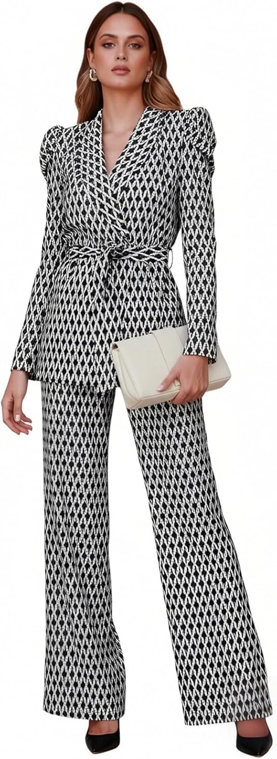 SheKiss Casual Pantsuits for Women Dressy Two Piece Business Set Oversized Blazer Professional Clothes - Image 4