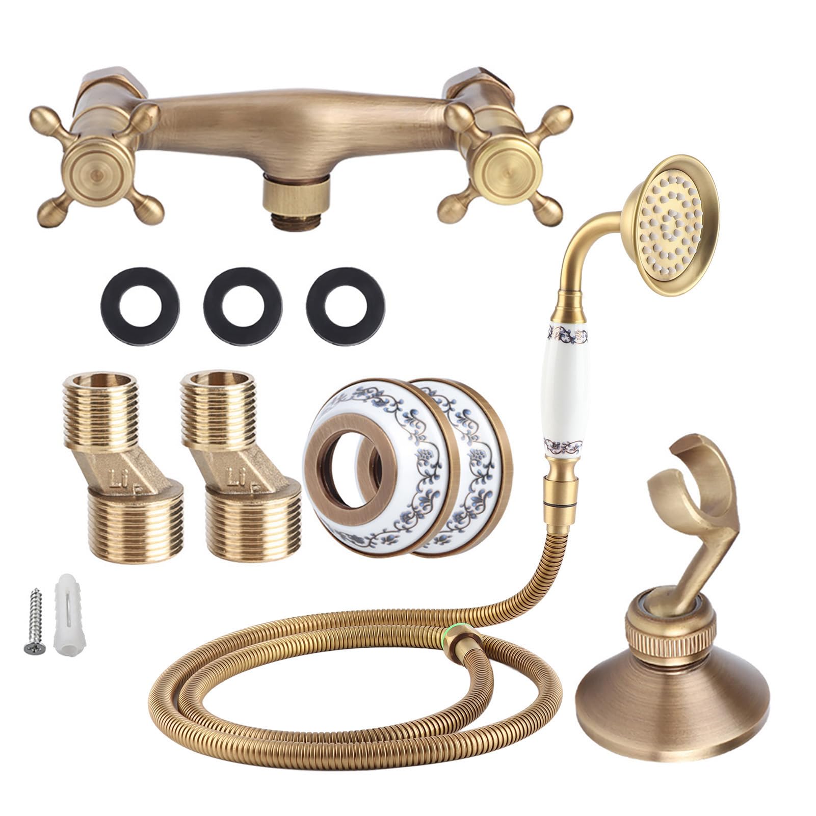 Kit Soffione Doccia in Rame Vintage con Installazione Nascosta,