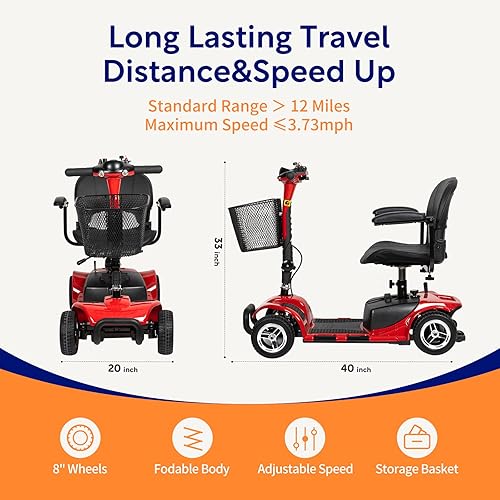 Miniatura 4 de Scooters de movilidad para adultos, scooter de movilidad plegable, sillas de ruedas eléctricas plegables para adultos mayores, silla de ruedas