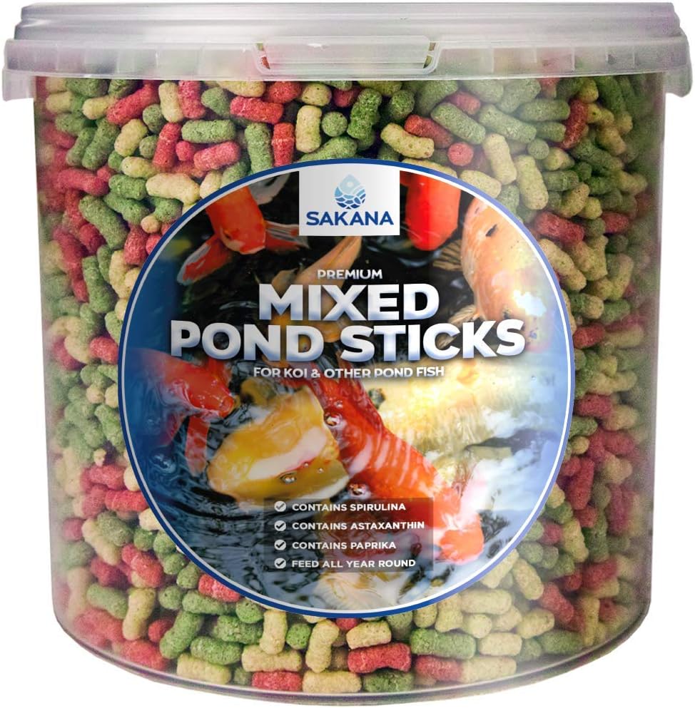 SAKANA Colour Mix Fish Sticks | 4mm Premium Quality Healthy & Nutritious Fish Food | Naturally Balanced Feed Snack for Ornamental Cold-Water Aquarium Fish | Great Source of Minerals & Vitamins (1L)
