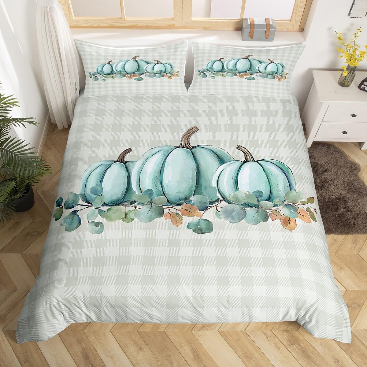 Erosebridal Vintage Raven Duvet Cover Queen Size Gothic Moon Bedding Set for Kids Boys Girls Dark Black Bird Comforter Cover Mysterious Florals Horror Wild Animal Bedclothes Room Decor