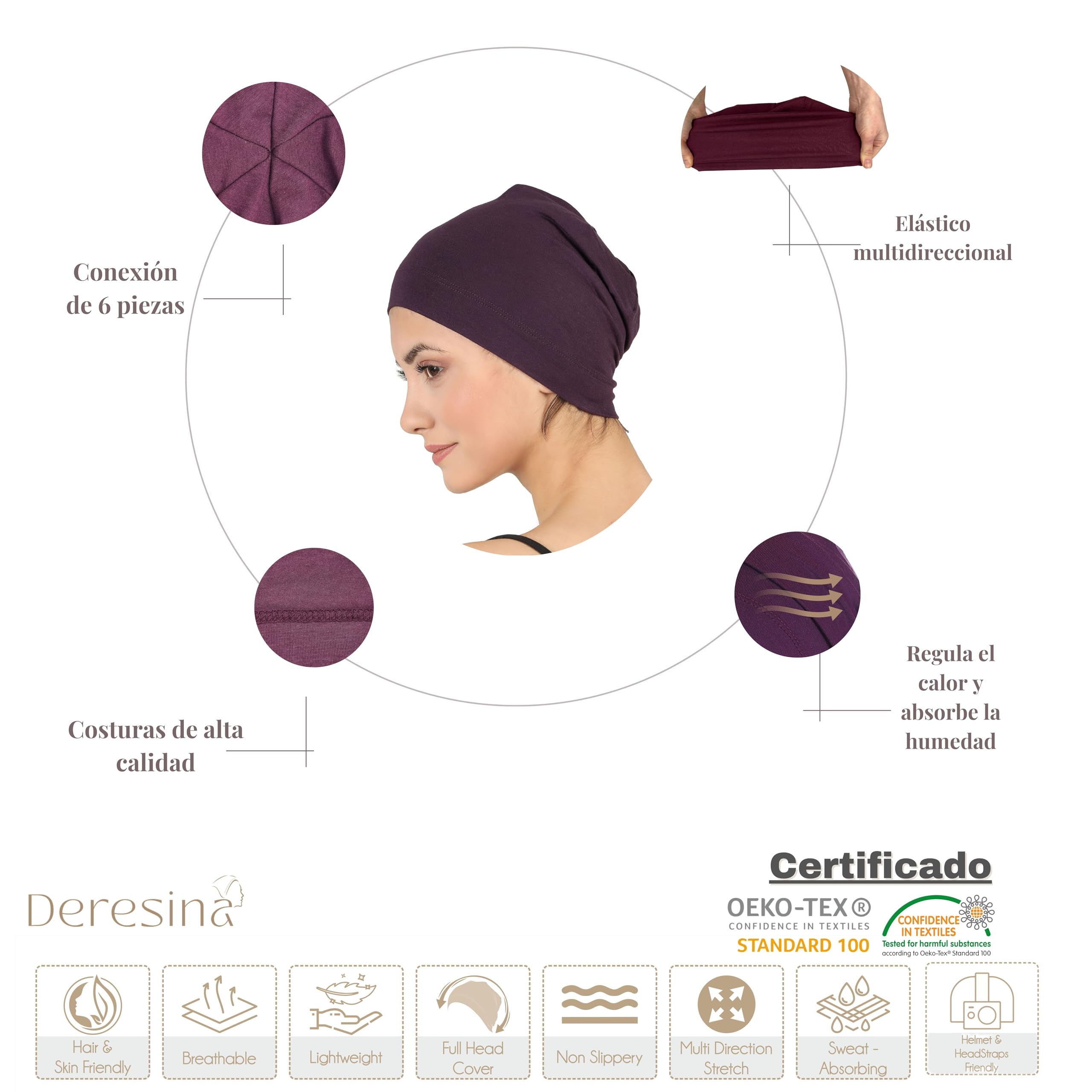 Deresina Gorro de Quimioterapia de Bambu para Mujeres y Hombres – Ultrasuave, Ligero y Transpirable, Ideal para Alopecia y Caida del Cabello, Todo el Ano, Alternativa a la Peluca - 3