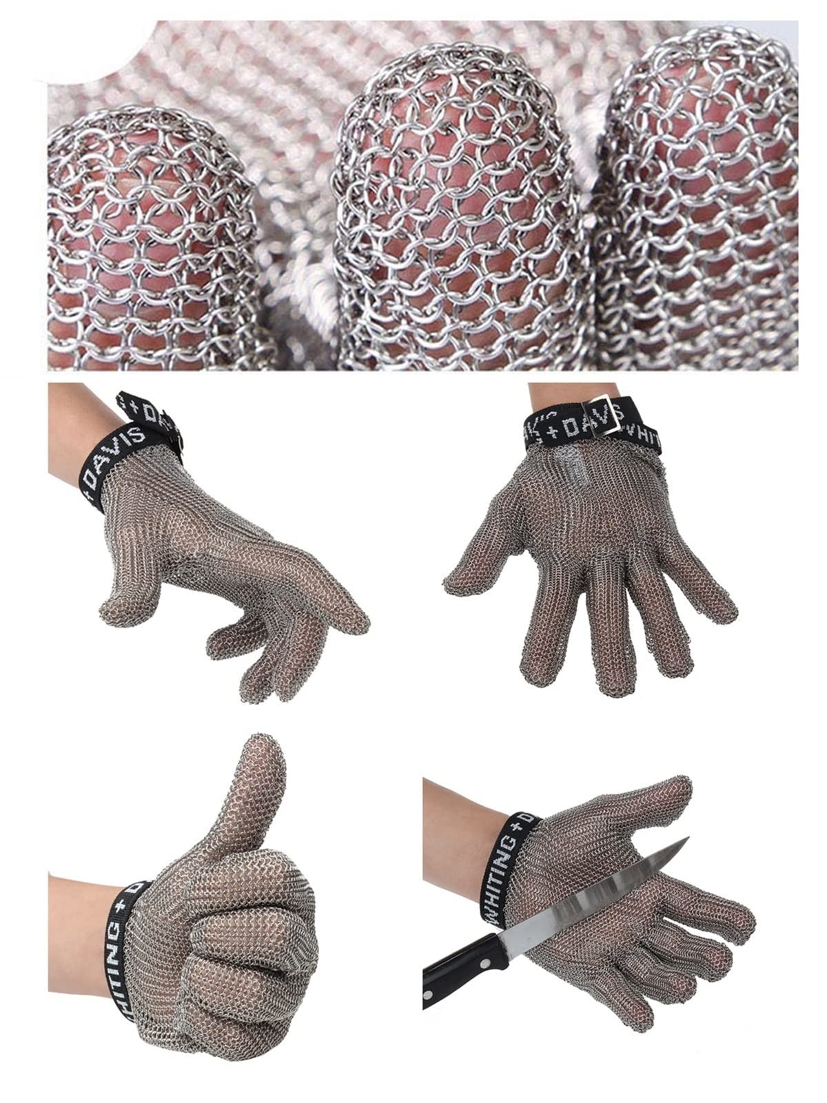 Guantes De Alta Densidad De Metal Resistente A Los Cortados, Seguridad De Protección De Clase 9, Utilizados por Las Carniceros De La Cocina, Tamaño Ajustable
