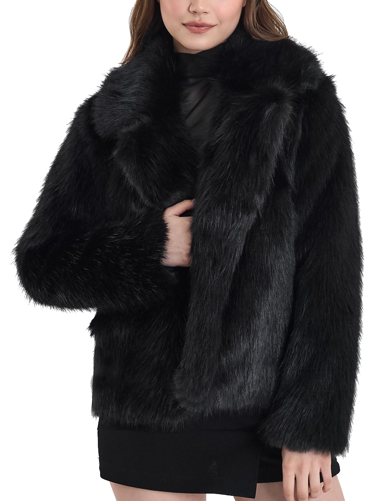 yimoon Womens Faux Fur Coat Lapel Winter Jacket Fluffy Shaggy Coats-picture-16