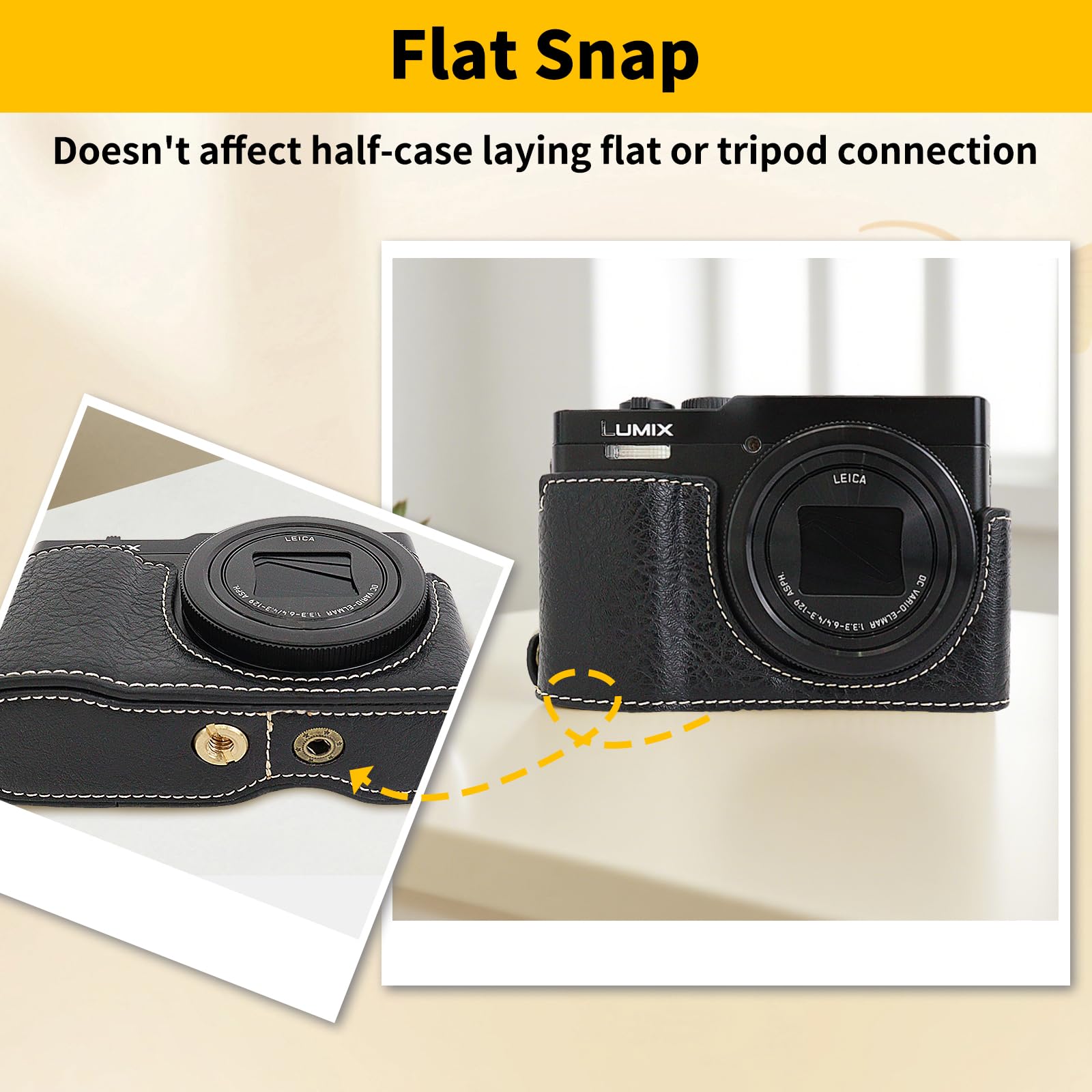 Rieibi TZ99 Étui en Cuir PU pour Appareil Photo Panasonic Lumix DC-TZ99, étui de Protection Amovible avec bandoulière réglable