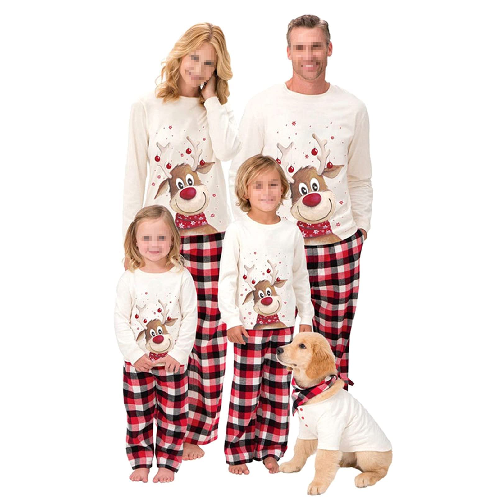 LWXQWDSFamily Christmas Pajamas Matching Sets Xmas Matching Pjs for Adults Kids Holiday Home Xmas Family Sleepwear Set