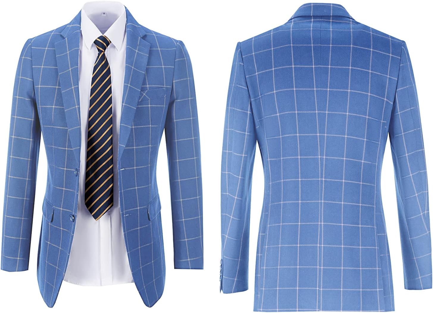 Mens Suit Plaid Slim Fit 3 Pieces Checked Casual Tuxedo Formal Suits for Men Wedding Business Party Blazer Vest Pants Set - Image 4