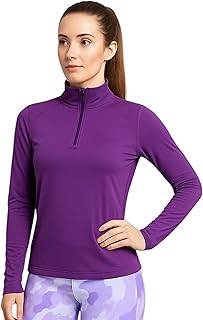 MIZA Women's Long Sleeve Sports T-Shirt – Light and Comfortable Breathable Fabric – Perfect for Running, Fitness and Daily Sports Activities Half Zip