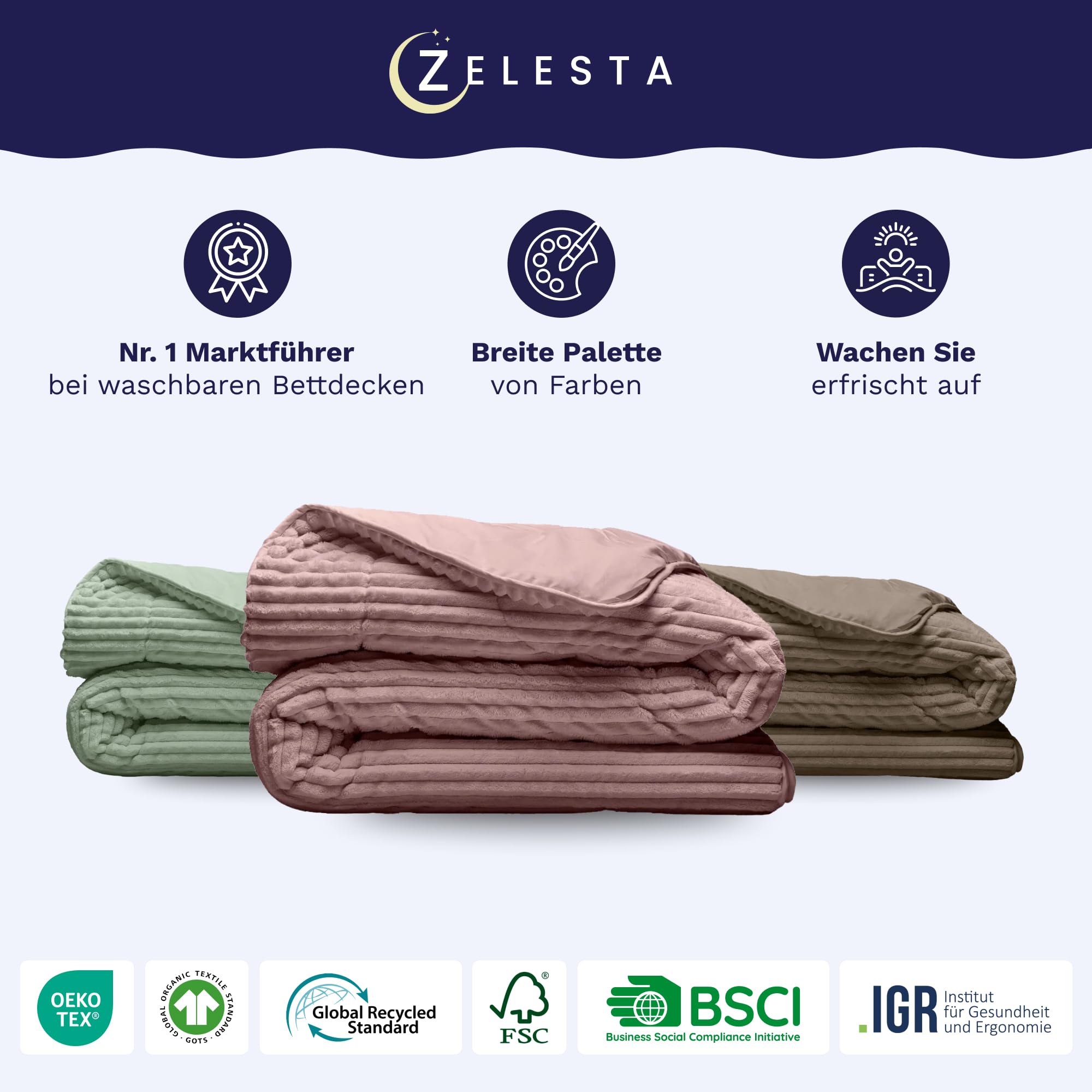Zelesta Groovebed Bettdecke - Waschbare bettdecke ohne Bezug - Teddy Bettwäsche winterdecke und Sommer-Bettdecke warm Duvet - 4 Jahreszeiten - Fluffy (Grey, 140x200 cm)