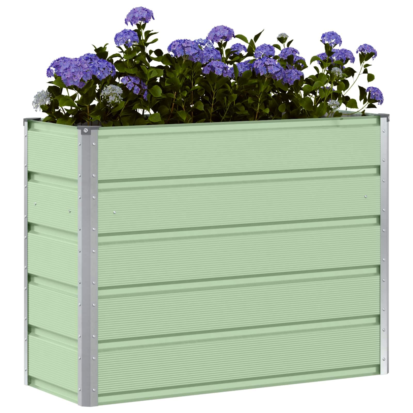 vidaXL Planter Green 100 x 40 x 75 cm Steel, Garden and Terrace Decor, Modern Planter, Durable Steel Plant Stand, Indoor, Outdoor Gardening, Residential Feature, Ornament
