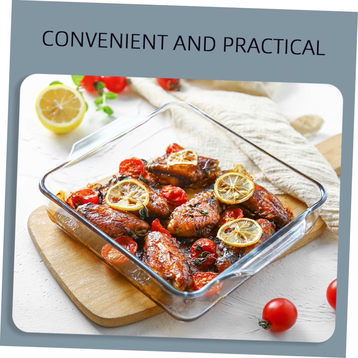 KICHOUSE Baking Rack 8 Inch Square Glass Baking Dish Non-stick Scratch Resistant Easy Clean Oven Freezer Safe for