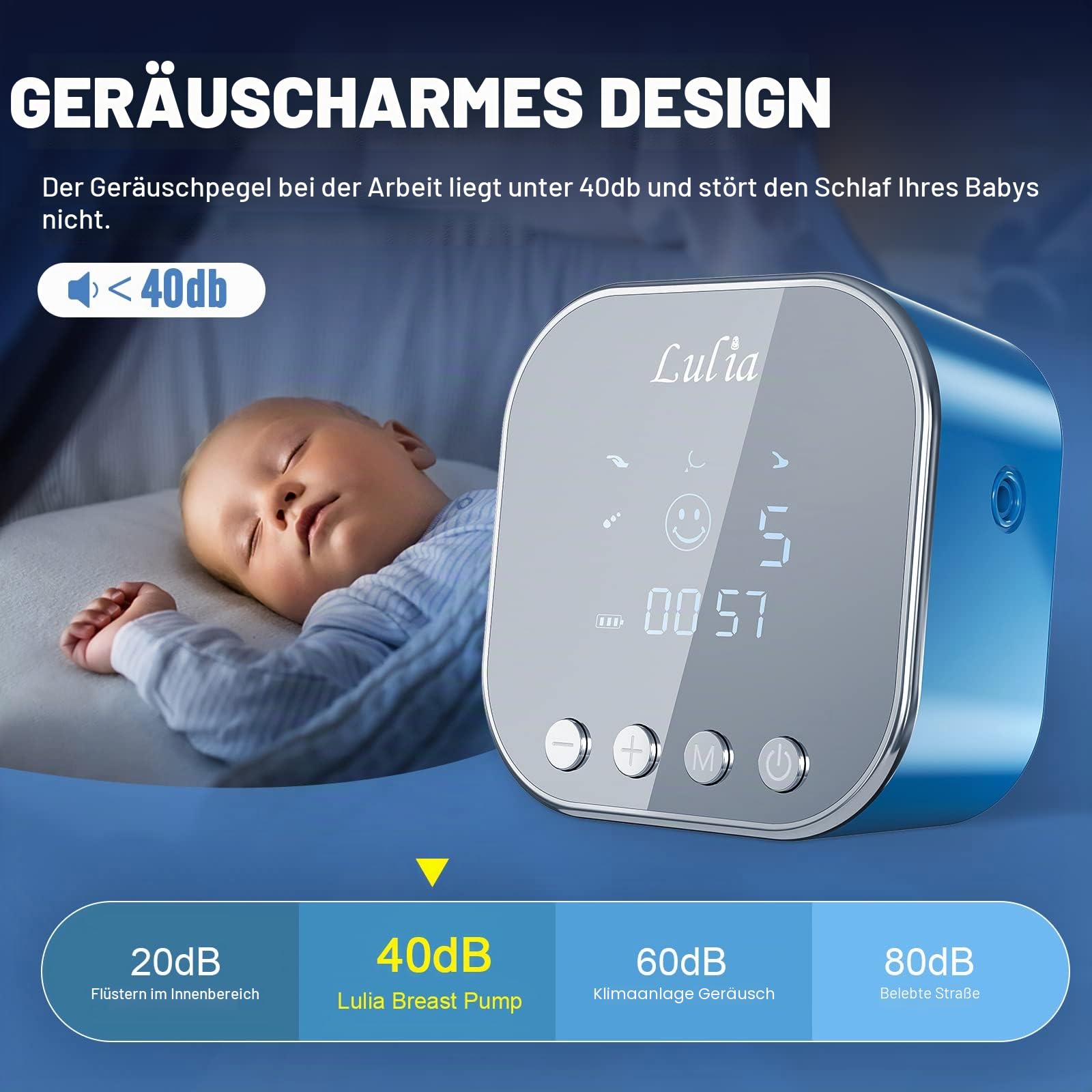 Lulia Milchpumpe Elektrisch, Elektrische Milchpumpe 4 Modi und 9 Stufen, Anti-Rückfluss, Ultra-leise, BPA-frei (Schwarzweiß)