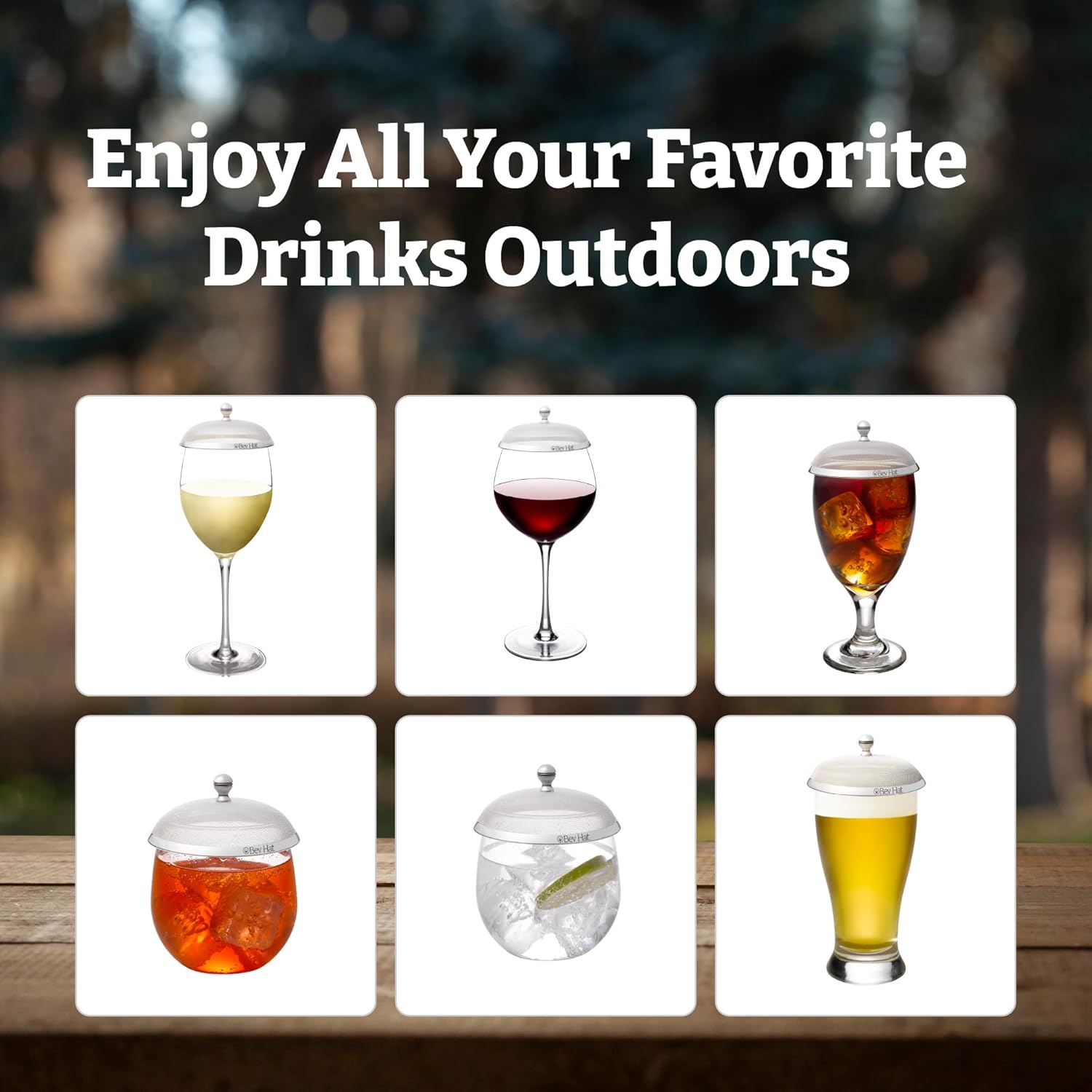 BevHat Stainless Steel Drink Covers (4 Pack), Wine Glass Covers for Outdoors, Protect Cocktails, Coffee Mugs, Tea Cups, Beers, Keep Bugs Out, Wine Accessories & Drink Lids